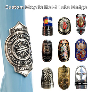 Badges de cadre de vélo personnalisés avec logo textuel, badges métalliques de marque <span class=keywords><strong>vintage</strong></span> en relief pour la modification de cadre de vélo rétro - Product Image 5
