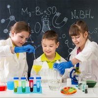 Set Eksperimen Sains Anak-anak Puzzle Hadiah Buatan Tangan Peralatan Kimia Mainan Kristal Plastik Bentuk Geometris Kotak Warna