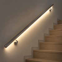 Rampe murale moderne en acier inoxydable pour escaliers avec éclairage LED