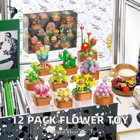 Ensemble de plantes en pot en blocs de construction, 10 mini décorations de fleurs, de succulentes et de cactus en briques, cadeau botanique à assembler soi-même pour la maison, le bureau ou la table