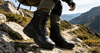 Bottes de randonnée tactiques unisexes de haute qualité, avec coutures apparentes, tige en microfibre, semelle intermédiaire en caoutchouc, semelle extérieure imperméable, toutes saisons