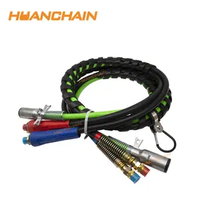 12英尺拖车连接器线圈电缆3合1卡车软管螺旋ABS电线橡胶空气管路软管组件