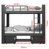 Lit superposé en métal moderne réglable de taille king-size, double étage, avec rangement, démontable, pour chambre à coucher, dortoir, appartement, école