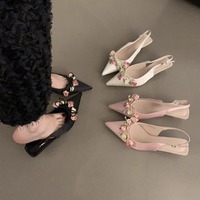 Escarpins à bout pointu, claquettes françaises, chaussures féériques pour femmes. Vêtements d'extérieur printemps-été : chaussures blanches à talons hauts, K