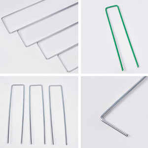 Green U‑Shape Garden <b>Ground</b> <b>Stake</b> Galvanized Steel Landscape Staples <b>For</b> Fixing Weed Barrier Fabric Turf Grass Netting Peg - Product Image 2
