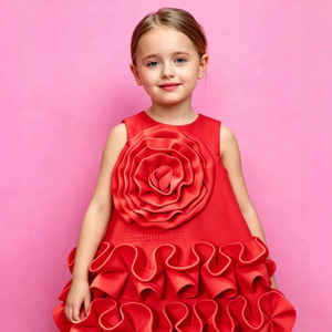 Robe sans manches respirante à décor floral 3D pour filles, idéale pour les fêtes, les mariages et les célébrations saisonnières - Product Image 1