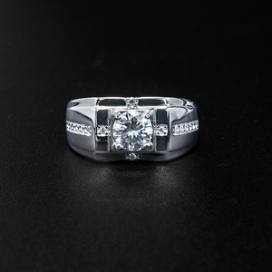 Anillo de Compromiso y Matrimonio de Lujo para Hombre, Plata 925, Moissanita de 1 Quilate, Color D, Claridad VVS, Pasa la Prueba del Plata - Product Image 2