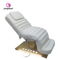 Table de massage électrique moderne pour salon de beauté et spa, avec réglage de la hauteur, 3 moteurs, appui-tête intégré, design portable avec cadre en métal