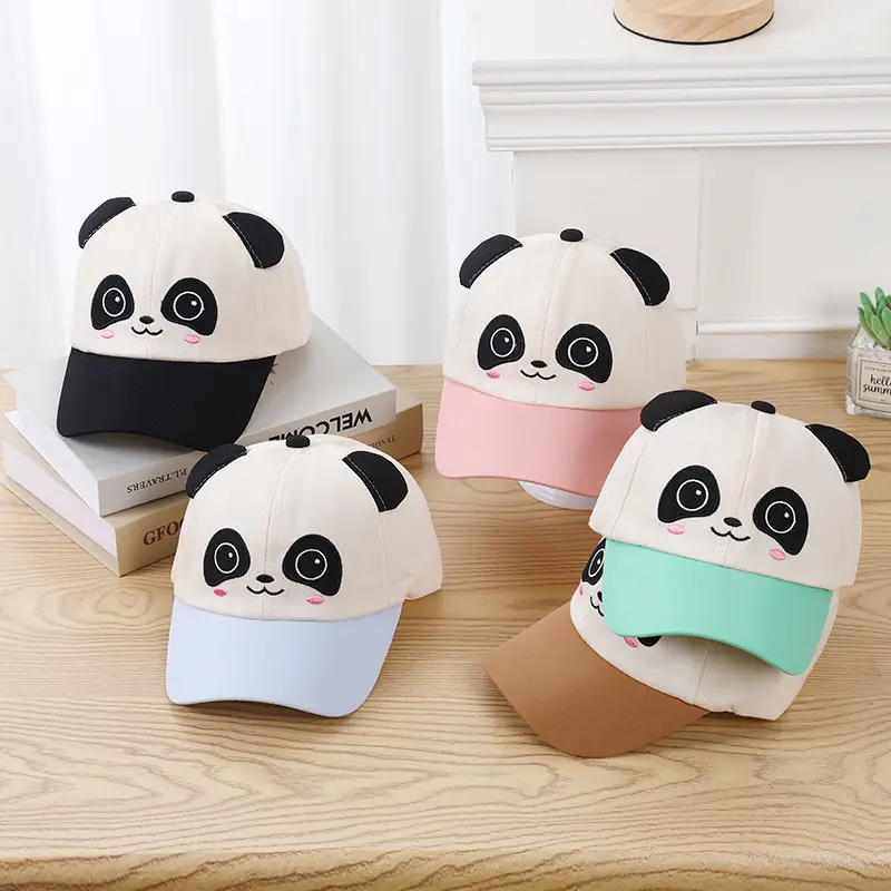 Cappelli da baseball ricamati con motivo panda per bambini e bambine 2-6 anni