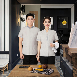 <span class=keywords><strong>Abiti</strong></span> <span class=keywords><strong>da</strong></span> <span class=keywords><strong>lavoro</strong></span> a maniche corte per uomini e donne estivi per pulizie di proprietà per camera d'albergo uniforme del personale di pulizia - Product Image 2