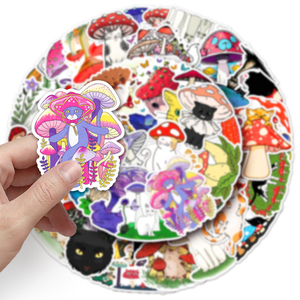 50枚 高品質 動物 かわいい カートゥーン ビニールステッカー 印刷 猫 マッシュルーム カスタムシール - Product Image 6