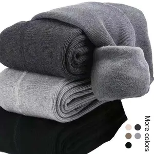 300g Winter thick fleece thermal leggings solid color plain warm leggings for women