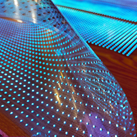 Film LED holographique 3D transparent, fin et flexible, pour affichage publicitaire couleur intégrale, avec fixation adhésive sur verre pour usage intérieur