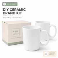Tasses à café vierges en céramique personnalisables pour le bricolage, vente en gros, avec stylos de peinture et pinceaux pour écoles, studios, fournisseurs et usines