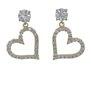 1.15 Ct Lab Grown Diamond 14K <b>Gold</b> Open Heart Sideways <b>Dangle</b> Stud <b>Earrings</b> for Women Screwback Closure - Product Image 1