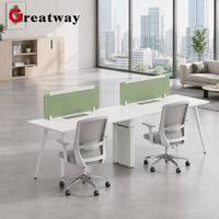 Bureau de travail à deux places avec plateau en MFC et gestion intégrée des câbles pour bureau professionnel