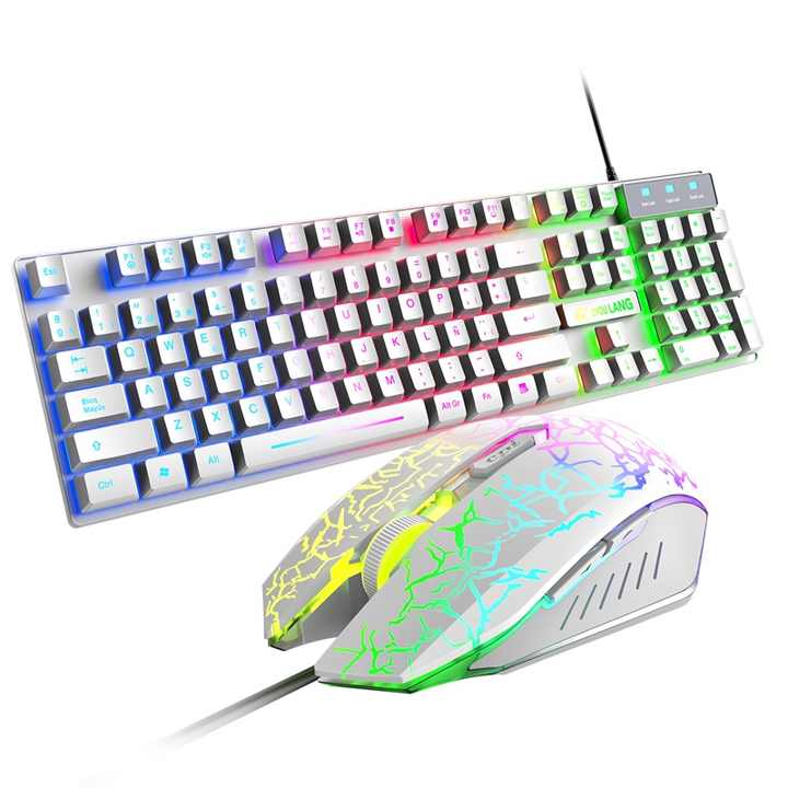 Ancreu Hot Sale Free Wolf T13 Rgb Gaming Usb Keyboard and Colorful Mouse Combo Italian Version