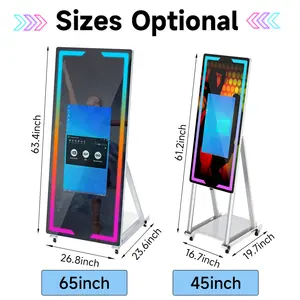 Photomaton à miroir numérique magique photomaton à cadre led beauté 65 pouces écran tactile photobooth à miroir impression avec appareil photo et imprimante
