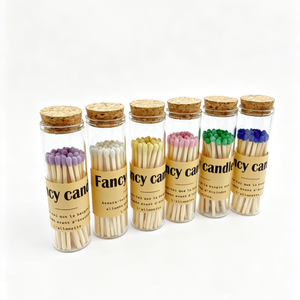 Venta al por Mayor de Fósforos de Seguridad de Vidrio Transparente con Etiqueta Kraft Personalizada con Logotipo, Fósforos de Madera para Tiendas de Velas, Hoteles, Cafés, Artículos de Aseo - Product Image 2
