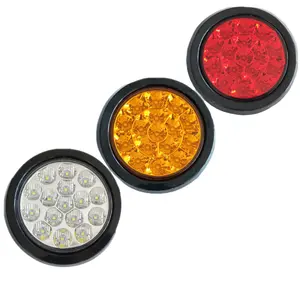 Truck Trailer Parts Accessories Tail Light Red Yellow 4" 12V 24v Light Emitting Diode Round Stop Brake Signal