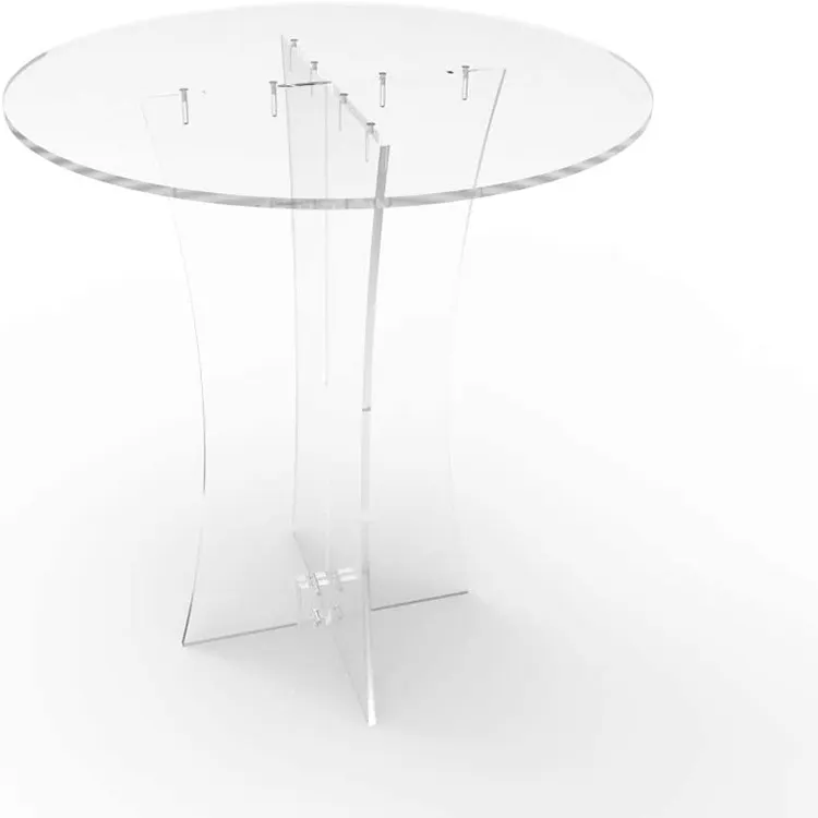Tavolo da colazione in acrilico trasparente trasparente trasparente con cilindro personalizzato all'ingrosso per uso in soggiorno