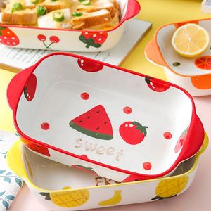 Four en céramique pour la pâtisserie, style cé<span class=keywords><strong>l</strong></span>ébrité du web, avec assiettes, plats et bols à fruits créatifs et mignons, vaisselle <span class=keywords><strong>de</strong></span> table pour le petit-déjeuner à domicile avec poignée - Product Image 6