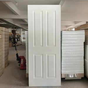 白色底漆实心木制室内卧室门框定制现代隔音木门MDF模压门 - Product Image 2