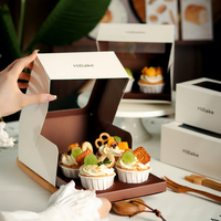 Boîte d'emballage pour cupcakes de style moderne personnalisée, boîte à croissants carrée 2 ou 4 pièces, boîtes à pâtisserie pour tartes aux œufs, contenants pour gâteaux et desserts