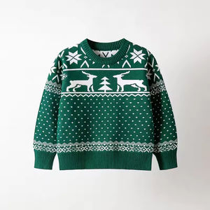 เสื้อกันหนาวเด็ก แบรนด์ Ins Boutique สำหรับฤดูใบไม้ร่วงและฤดูหนาว แขนยาว ผ้าฝ้ายถักลายการ์ตูน สำหรับเด็ก  ลายคริสต์มาส - Product Image 6