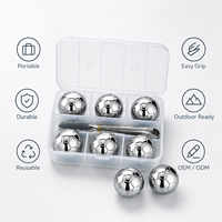 Glaçons réutilisables en acier inoxydable 304 poli miroir, en forme de ballon de football, écologiques, pour bars sportifs, fêtes, vin et bière
