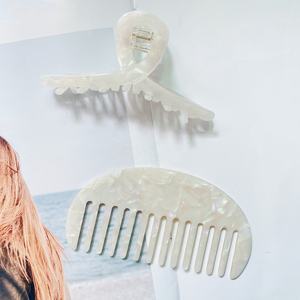 PDANY-peine de ácido acético blanco con pinzas para el cabello, accesorios para el cabello de acetato de celulosa - Product Image 1