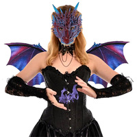 Ensemble de fête de carnaval transfrontalier européen et américain : Masque et ailes de dragon pour adulte en mousse PU, accessoires DIY pour Halloween