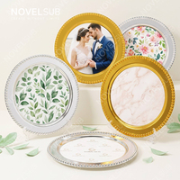 NOVELSUB Sublimatie Blanko Bruiloft Fruitplateau/Serveerschaal Aangepaste DIY Ronde Metalen Plaat voor DIY Cadeaus & Feest Huisdecoratie