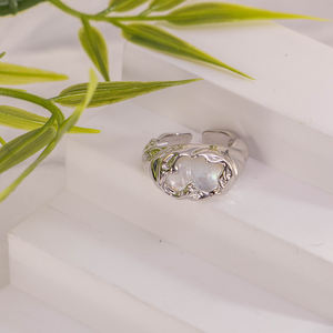 Anillos de Bisutería Dreamshow, Estilo Lava Irregular, Plata Chapada en Oro de 18K, Madreperla Natural, Unisex, Uso Diario - Product Image 4