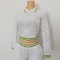 Ensemble décontracté pour femme avec logo personnalisé, veste zippée et pantalon de survêtement ample, ensemble deux pièces bicolore avec motif uni