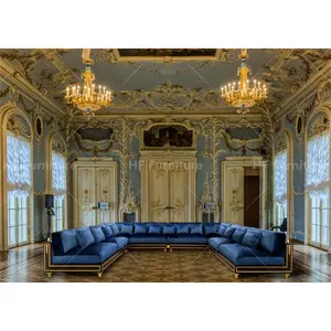 Royal Arab Majlis Furniture Living Room Multi-seat u shape sofa couch living room sofas classical furniture