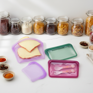 Sac de conservation alimentaire multifonctionnel pliable en silicone platine pur 800ML 400ML 200ML, bonne étanchéité, sacs à sandwich, <span class=keywords><strong>pochette</strong></span> sous vide - Product Image 1