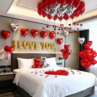 Ballons en aluminium et en latex en forme de cœur « Je t'aime » pour la Saint-Valentin, décoration de fête suspendue, 1000 pétales de rose, ours argenté et rouge, anniversaire