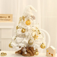 Ensemble de mini-sapins de Noël artificiels floqués avec lumières LED, pré-éclairés, ornement de table, décoration de Noël pour la maison et le bureau