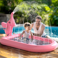 Spritzpools für Kleinkinder 1-3 Jahre Rosa Elefanten-Spielmatte für Kinder Outdoor-Spielmatte für Babys Aufblasbarer Sprinkler-Pool