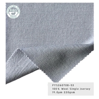 Tissu jersey simple en laine mérinos 100% pure, teinte unie, tricoté, disponible en plusieurs couleurs, 17 microns, 220 g/m²