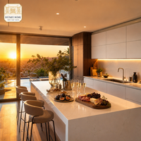 Ensemble complet de poignées de cuisine sur mesure pour toute la maison, style moderne sans poignée, gris clair, charnières à fermeture douce, coffret d'exportation ISPM-15, usine OEM