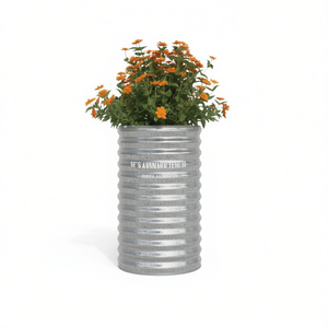 Jardinière en acier peint en poudre argentée 15,7x15,7x26,8 pouces pour pots de fleurs style rustique - Product Image 1