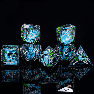Bộ xúc xắc đa diện tùy chỉnh bằng nhựa Polyhedral Stone Mountain D20, cạnh sắc bằng kim loại, dành cho trò chơi trên bàn, RPG, DND, chất liệu nhựa acrylic, đá quý - Product Image 3