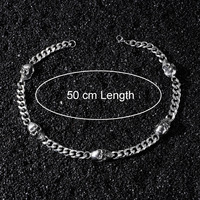 Collier chaîne cubaine Hip-Hop en acier inoxydable 316L et alliage de zinc avec pendentif tête de mort plaqué argent, bijoux de mode punk pour hommes