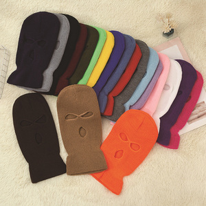 Venta al por mayor de pasamontañas personalizado de invierno máscara de esquí de cara completa gorro de punto de 1 agujero para uso deportivo disponible estilos impresos en blanco - Product Image 3