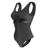 Fajas Colombianas Bodysuit gainant pour femme avec fermeture éclair latérale, crochets frontaux et coussinets de poitrine, pour un effet amincissant sur l'abdomen
