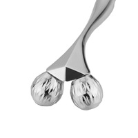 Rouleau facial 3D en forme de V en or rose, masseur facial à double boule en métal, lifting, anti-âge, anti-gonflement, équipement de beauté pour le visage
