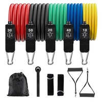 Set de 11 piezas de bandas de resistencia de látex TPE para ejercicio en casa, gimnasio, fitness, pilates, barra, anclaje de puerta y cuerda de entrenamiento.