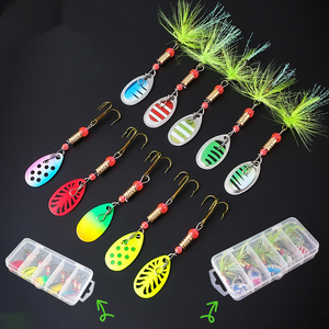 Nouvel ensemble de leurres de pêche Raylor, best-seller, 75 mm, 3 g, 10 pièces/boîte, micro-ajout de cheveux, noir, pour <span class=keywords><strong>brochet</strong></span>, truite, leurre léger, cuillère flottante - Product Image 1